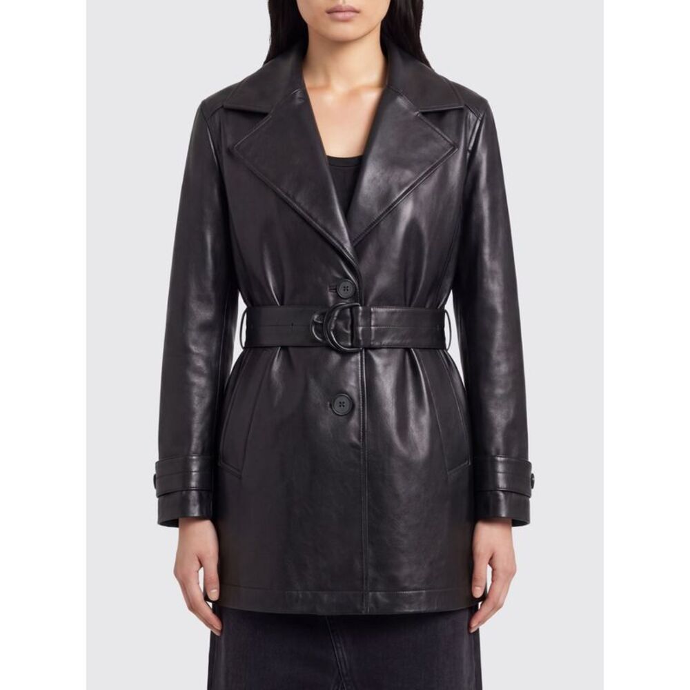 Chloe Women Chloe Single-Breasted Knee-Length Coat In Faux Leather With Belt